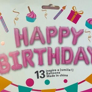 Happy Birthday 60 Piece Heart Foil Balloon Set Pink And Silver